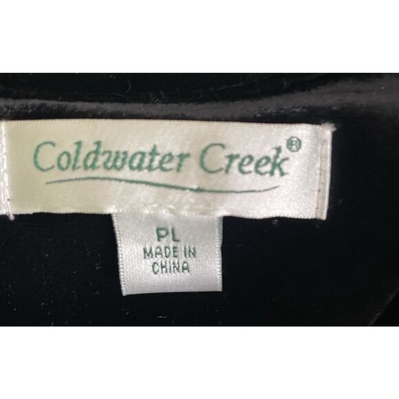 Coldwater Creek Size LP Large Embroidered Black Velvet Longline Jacket Kimono - Picture 9 of 11
